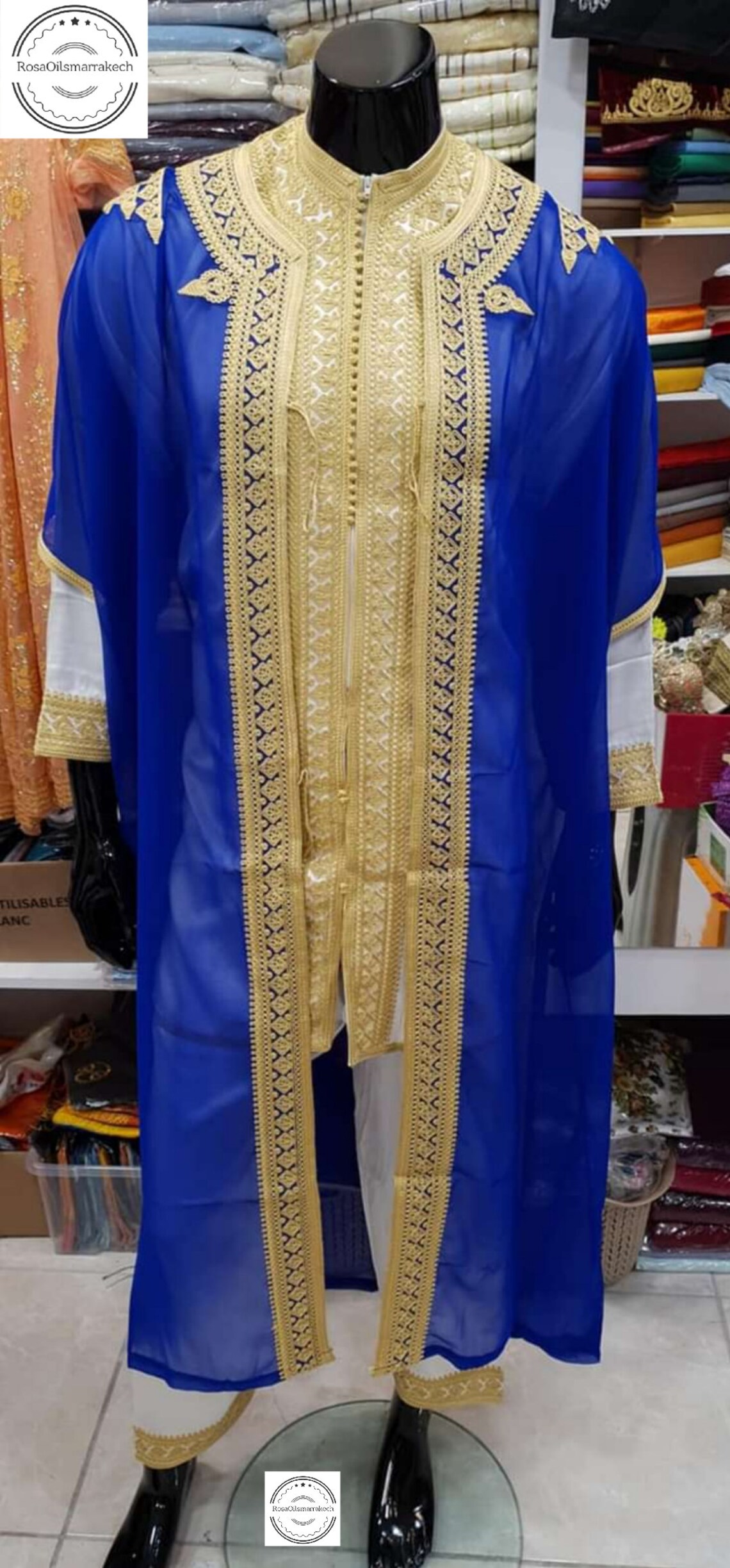 Black & Gold Moroccan Jabador, Muslim Wedding Dress for Men