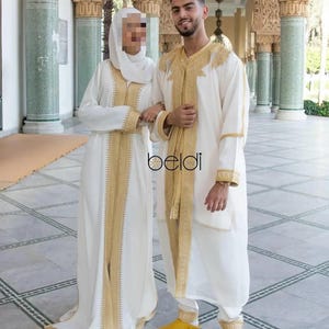 Jabador marocain de luxe pour homme - Parfait pour les mariages et les événements formels, tenue de marié 3 pièces
