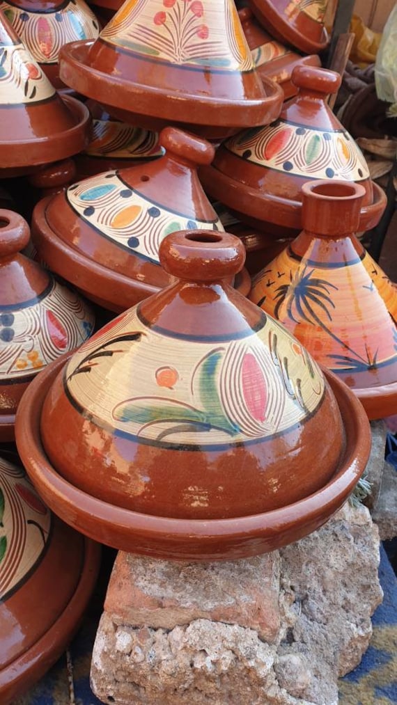 Moroccan Tagine 100% Ceramic, Plats Tajine Ceramic, Tajine Marocain, Tagine  for Cooking , Plat Tagine and Kanoun Marocain 