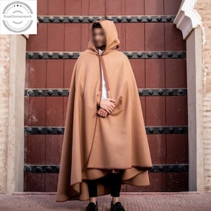 Morccan Winter Silham, Black Winter Overcoat, Burnouse Warm Cape, Long Winter Overcoat,Gray Cape,Winter Cape,Moroccan Warm Overcoat