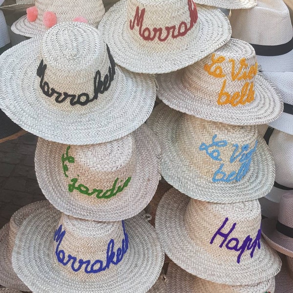 Personnalisé chapeaux de paille pour les femmes, personnalisé paille marocaine