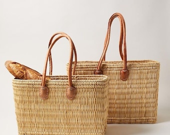 Panier en Osier Souple - 3 tailles - Petit sac & Grand cabas XXL - Pour courses, marchés, plage ... roseau jonc