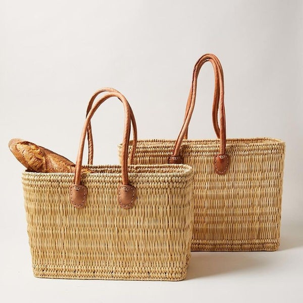 Panier en Osier Souple - 3 tailles - Petit sac & Grand cabas XXL - Pour courses, marchés, plage ... roseau jonc