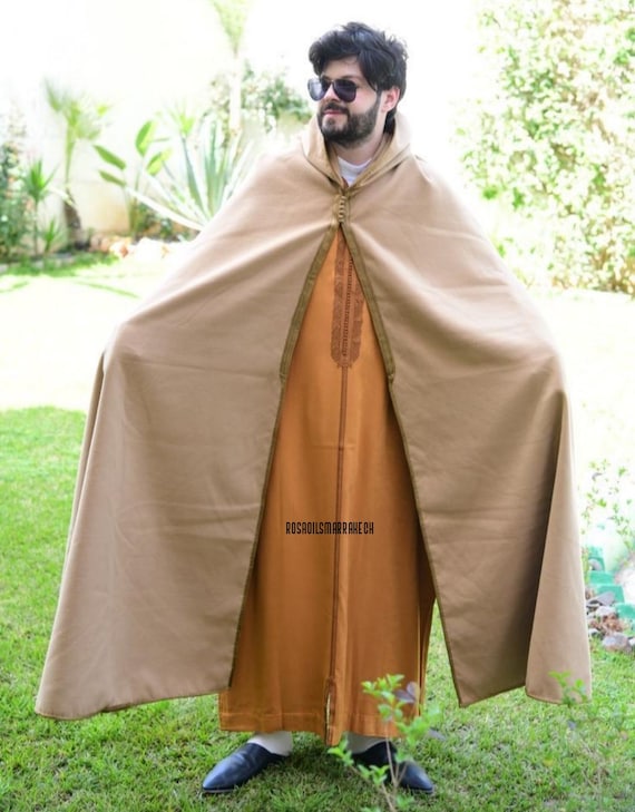 Moroccan Winter Burnous | Black Hooded Silham Cape | Handmade Warm