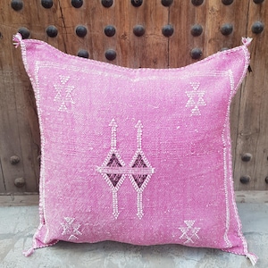 Oreiller marocain en soie cactus, coussin lombaire sabra marocain à la main couverture d’oreiller en soie cactus, coussin sabra,