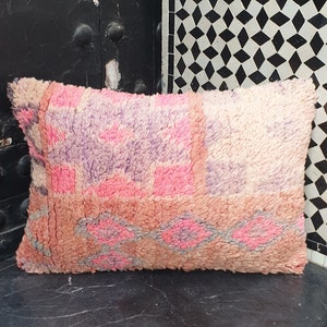 Oreiller berbère, taie d'oreiller vintage tapis marocain, housses de coussin berbère vintage en laine, oreiller boujaad, coussin berbère
