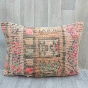 Berber Pillow, Vintage Moroccan Rug Pillow Cover, Berber Vintage Wool Cushion Covers, Boujaad Pillow, Berber Cushion