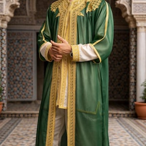 Handmade Moroccan Jabador 3-Piece Set – Traditional Men's Wedding, Eid Outfit