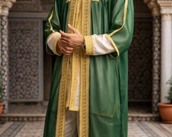 Handmade Moroccan Jabador 3-Piece Set – Traditional Men's Wedding, Eid Outfit