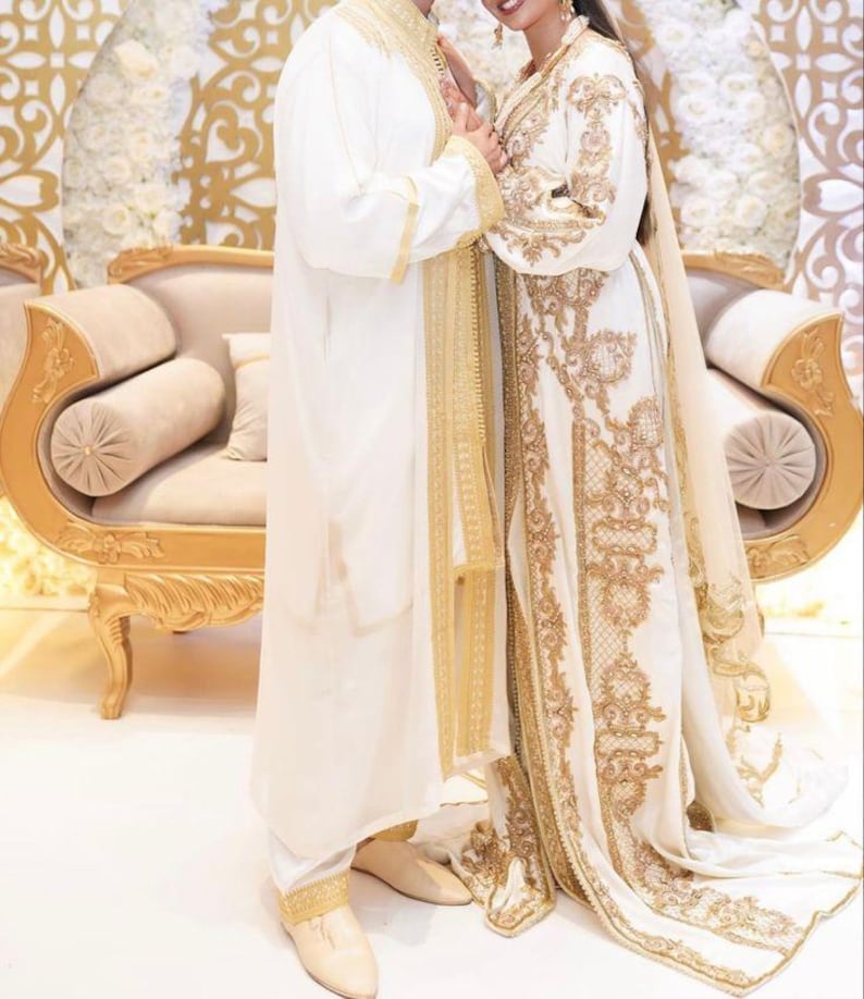 Completo Jabador marocchino a 3 pezzi – Abito tradizionale da uomo per matrimoni ed Eid – Mlifa, Chiffon immagine 2