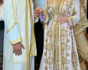 Jabador homme, caftan marocain pour mariage, tenue de marié 3 pièces