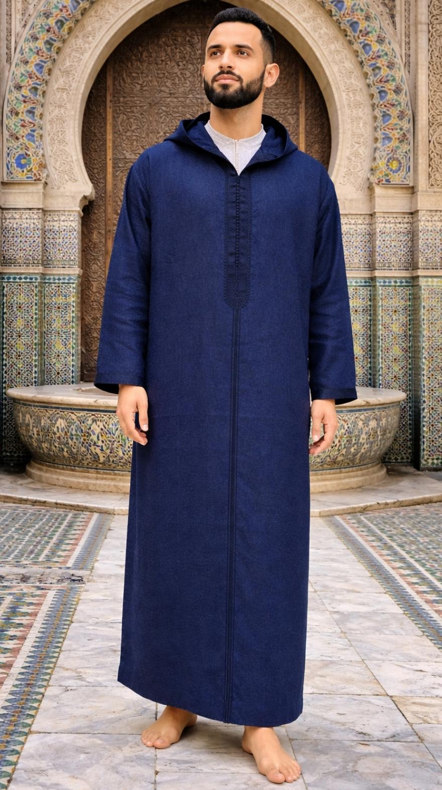 Moroccan Winter Djellaba for Men – Hooded Mlifa Wool Robe