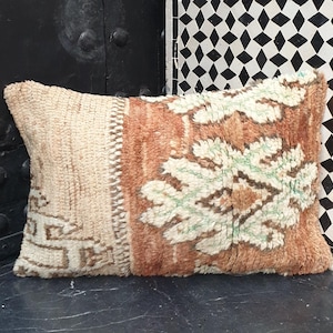 Oreiller berbère, taie d&#39;oreiller vintage marocaine, housses de coussin berbère vintage en laine, oreiller Taznakht, coussin berbère