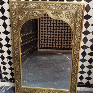 Moroccan Brass Mirrors, Handmade antique wall mirror, Engraved Brass mirror, vintage home decoration, solid engraved brass, Free shipping