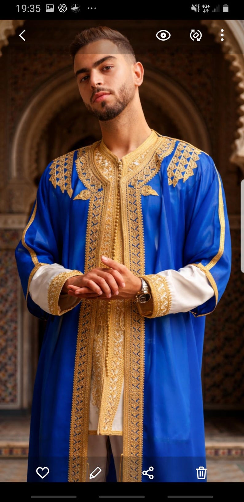 Handgefertigtes marokkanisches Jabador Set 3-teilig – Traditionelles Herren Hochzeits-, Eid Outfit Bild 11