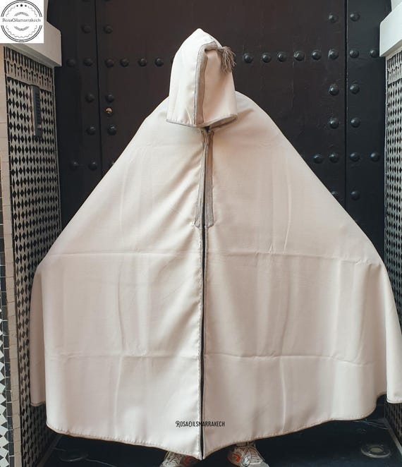 Nala hooded cape coat ベージュ Moroccan Winter Burnous | Black Hooded Silham Cape | Handmade Warm