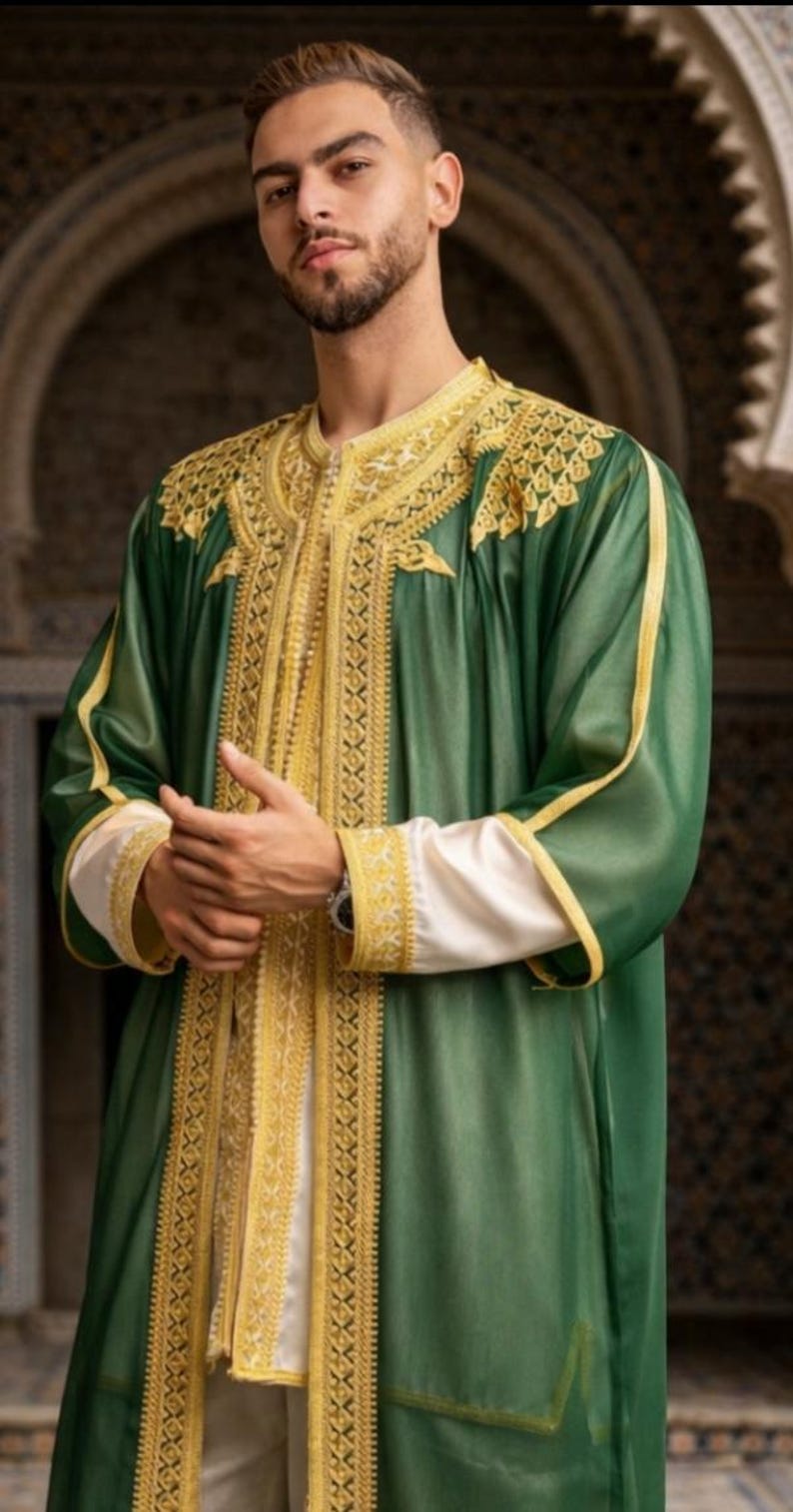 Handgefertigtes marokkanisches Jabador Set 3-teilig – Traditionelles Herren Hochzeits-, Eid Outfit Bild 7