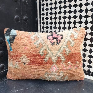 Oreiller berbère, taie d'oreiller vintage tapis marocain, housses de coussin berbère vintage en laine, oreiller boujaad, coussin berbère