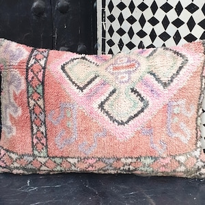 Oreiller berbère, taie d&#39;oreiller vintage tapis marocain, housses de coussin berbère vintage en laine, oreiller boujaad, coussin berbère
