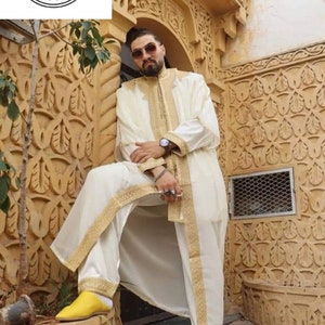 Ensemble de trois pièces Jabador lebsa marocain pour homme