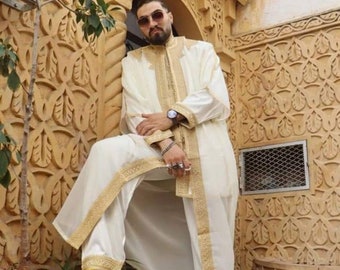 Ensemble de trois pièces Jabador lebsa marocain pour homme