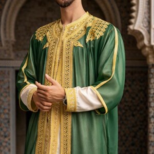 Handgefertigtes marokkanisches Jabador Set 3-teilig – Traditionelles Herren Hochzeits-, Eid Outfit Bild 8