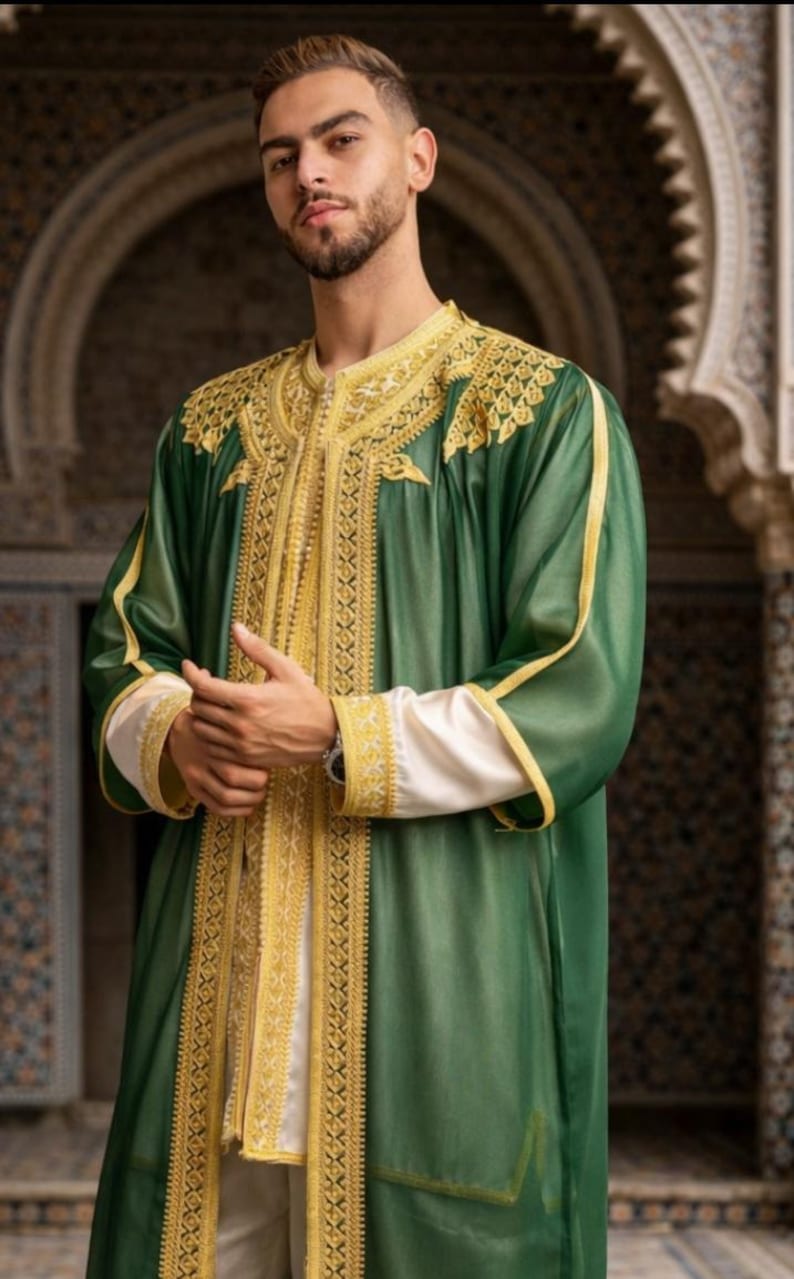 Handgefertigtes marokkanisches Jabador Set 3-teilig – Traditionelles Herren Hochzeits-, Eid Outfit Bild 8