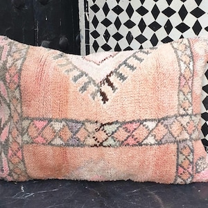 Oreiller berbère, taie d'oreiller vintage tapis marocain, housses de coussin berbère vintage en laine, oreiller boujaad, coussin berbère