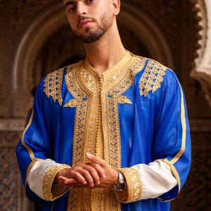 Handgefertigtes marokkanisches Jabador Set 3-teilig – Traditionelles Herren Hochzeits-, Eid Outfit Bild 5
