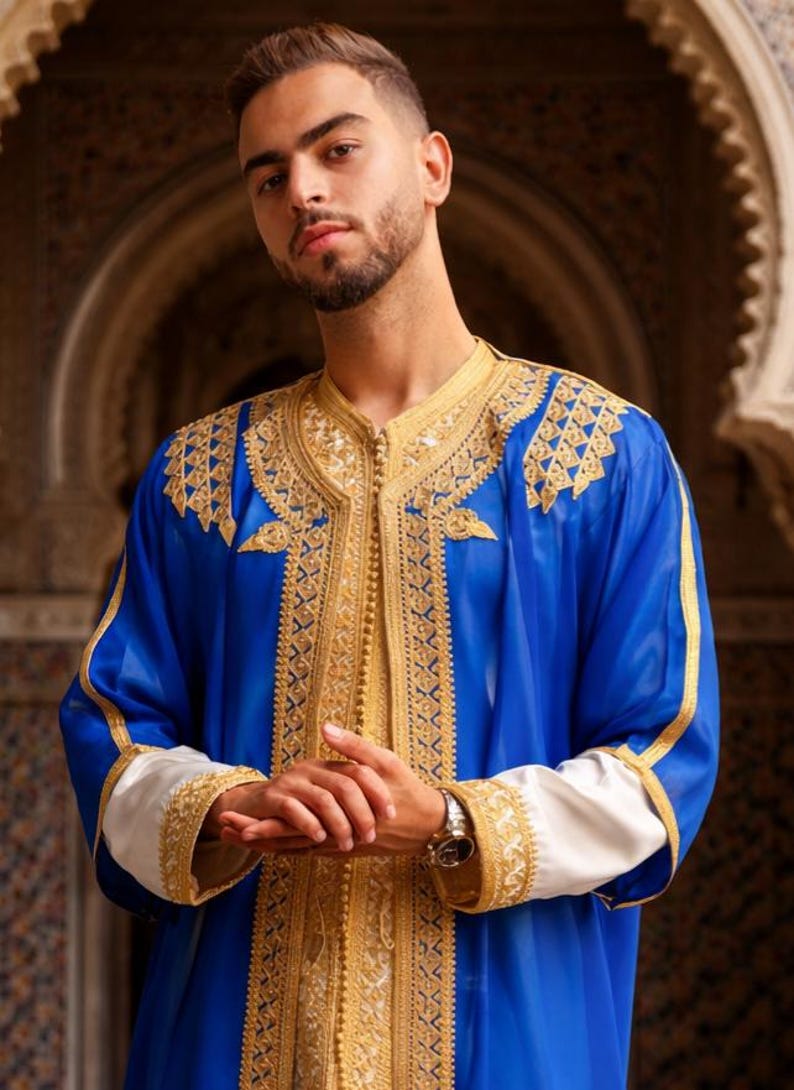 Handgefertigtes marokkanisches Jabador Set 3-teilig – Traditionelles Herren Hochzeits-, Eid Outfit Bild 5