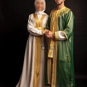 Completo Jabador marocchino a 3 pezzi – Abito tradizionale da uomo per matrimoni ed Eid – Mlifa, Chiffon immagine 5
