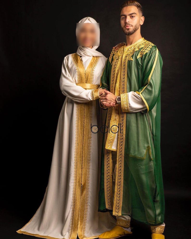 Completo Jabador marocchino a 3 pezzi – Abito tradizionale da uomo per matrimoni ed Eid – Mlifa, Chiffon immagine 5