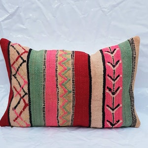 Housse de Coussin Kilim Berbère « Beni Ouarain » en laine - Fait main