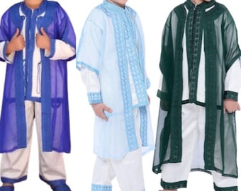 Jabador marocain pour les enfants, 3 pièces caftan pour les enfants, caftan marocain pour les garçons