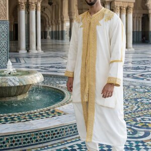 Handgefertigtes marokkanisches Jabador Set 3-teilig – Traditionelles Herren Hochzeits-, Eid Outfit Bild 12