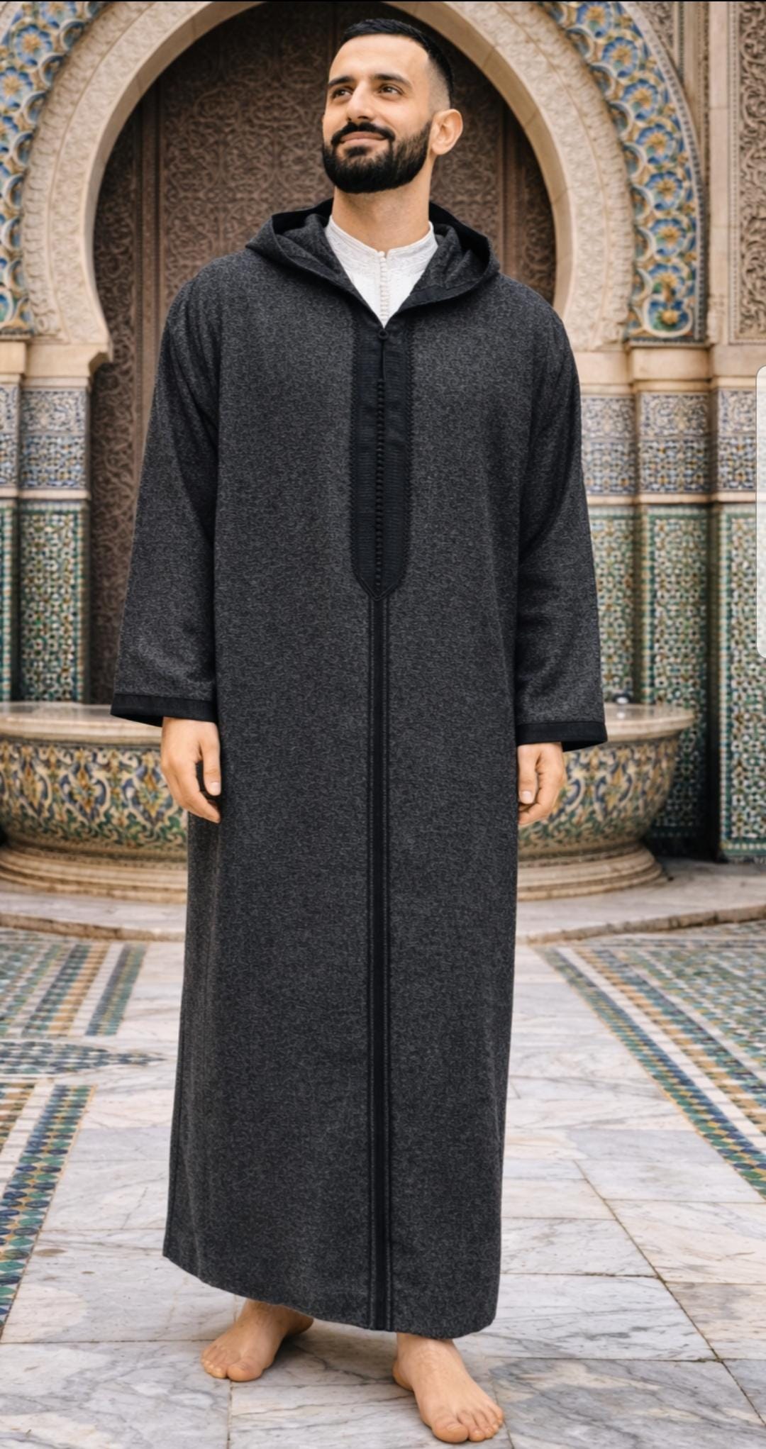 Moroccan Winter Djellaba for Men – Hooded Mlifa Wool Robe