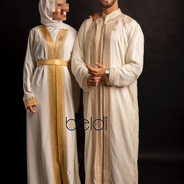 tenue de mariage pour homme, jabador marocain homme, jabador traditionnel 3 pièces, caftan marocain pour mariage