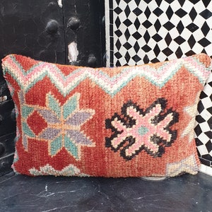 Oreiller berbère, taie d&#39;oreiller vintage tapis marocain, housses de coussin berbère vintage en laine, oreiller boujaad, coussin berbère