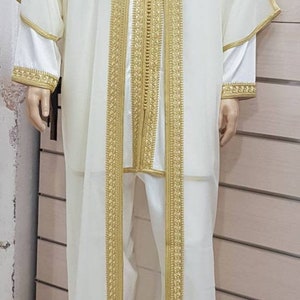 Jabador homme, marocain kaftan pour mariage, tenue de marié 3 stuks