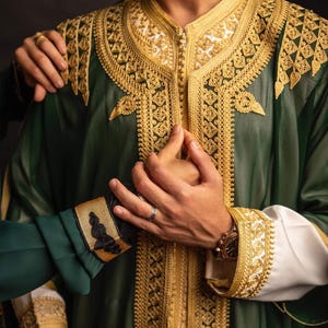 Completo Jabador marocchino a 3 pezzi – Abito tradizionale da uomo per matrimoni ed Eid – Mlifa, Chiffon immagine 7