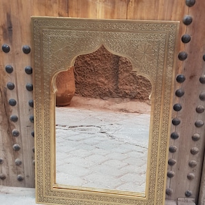 Moroccan Brass Mirrors, Handmade antique wall mirror, Engraved Brass mirror, vintage home decoration, solid engraved brass, Free shipping