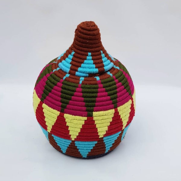 Panier berbère tissé à la main Fait à la main Maroc Rangement Panier en osier Panier de paille Artistique Abstrait Boho Electic Boho