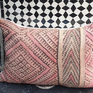 Housse de Coussin Kilim Berbère &quot;Beni Ouarain&quot; en laine - Fait main
