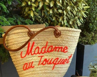 Panier monogrammé, sac en paille, cadeau de mariage personnalisé, sac de mariée personnalisé