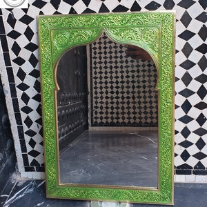 Moroccan Brass Mirrors, Handmade antique wall mirror, Engraved Brass mirror, vintage home decoration, solid engraved brass, Free shipping