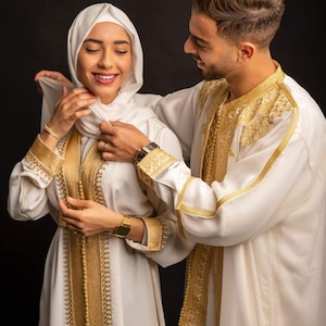 Completo Jabador marocchino a 3 pezzi – Abito tradizionale da uomo per matrimoni ed Eid – Mlifa, Chiffon immagine 4