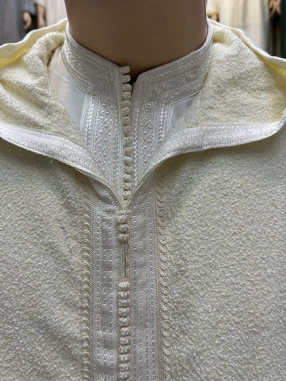 Moroccan Djellaba & Hooded Selham – Cream Wool Winter Cloak for