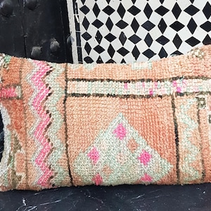 Oreiller berbère, taie d'oreiller vintage tapis marocain, housses de coussin berbère vintage en laine, oreiller boujaad, coussin berbère