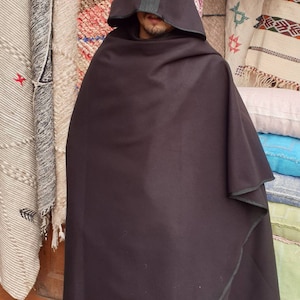 Morccan Winter Silham, Black Winter Overcoat, Burnouse Warm Cape, Long Winter Overcoat,Gray Cape,Cashmere Winter Cape,Moroccan Warm Overcoat