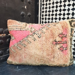 Oreiller berbère, taie d&#39;oreiller vintage tapis marocain, housses de coussin berbère vintage en laine, oreiller boujaad, coussin berbère